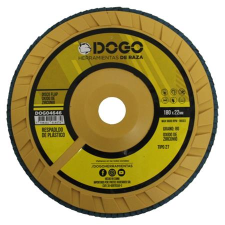 DISCO FLAP OXIDO DE ZIRCONIO Ø180 GR 80 R/PLÁSTICO